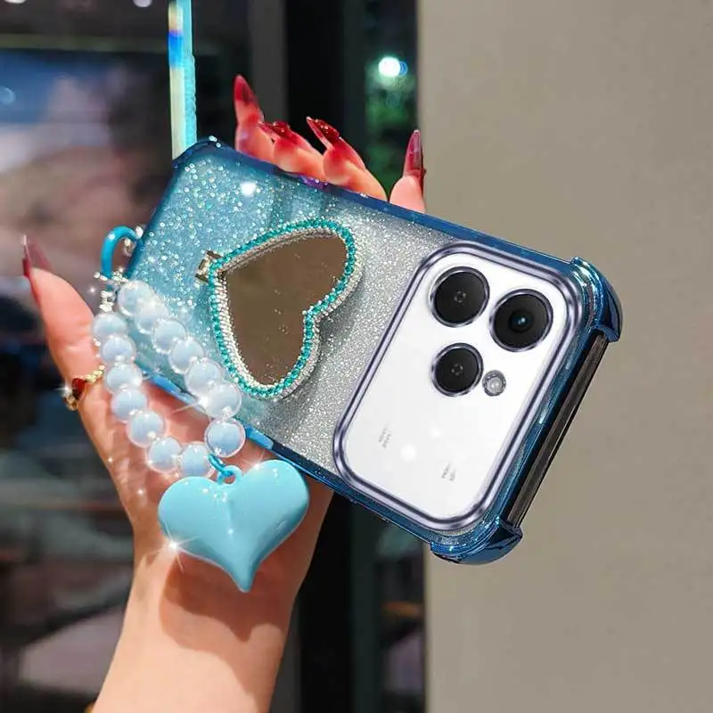 3-Piece Set: Phone Case with Lanyard and Heart-Shaped Stand – Stylish and Functional Phone Protection