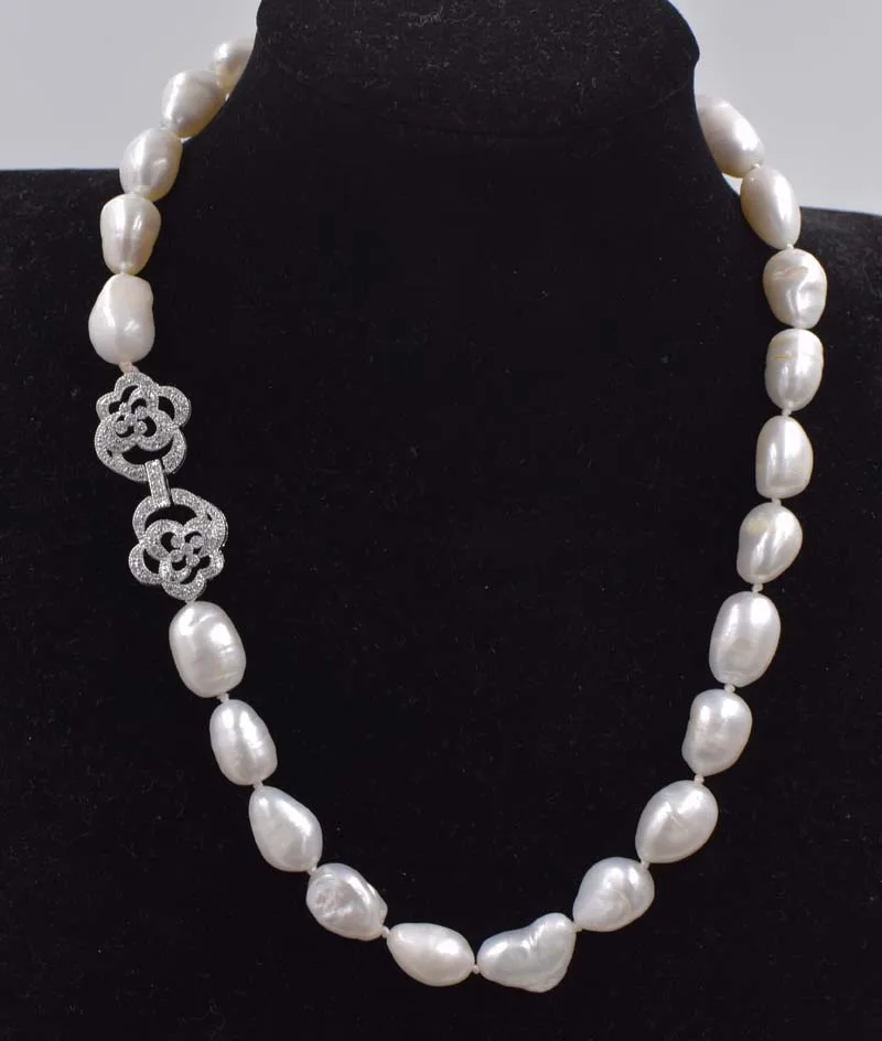 

freshwater pearl white baroque 10-13mm necklace 18inch wholesale bead discount gift hot