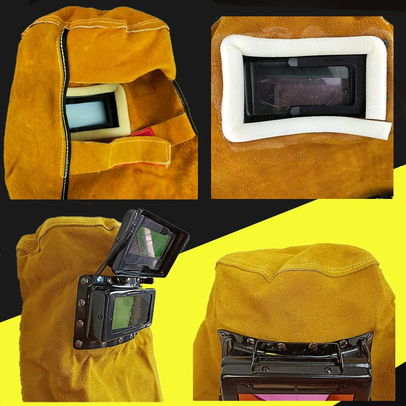Maschera Protettiva In Pelle Bovina Saldatura Automatica Che Cambia Luce Montata Sulla Testa Modello Tigre Saldatura Strumento Maschera Per Saldatura 