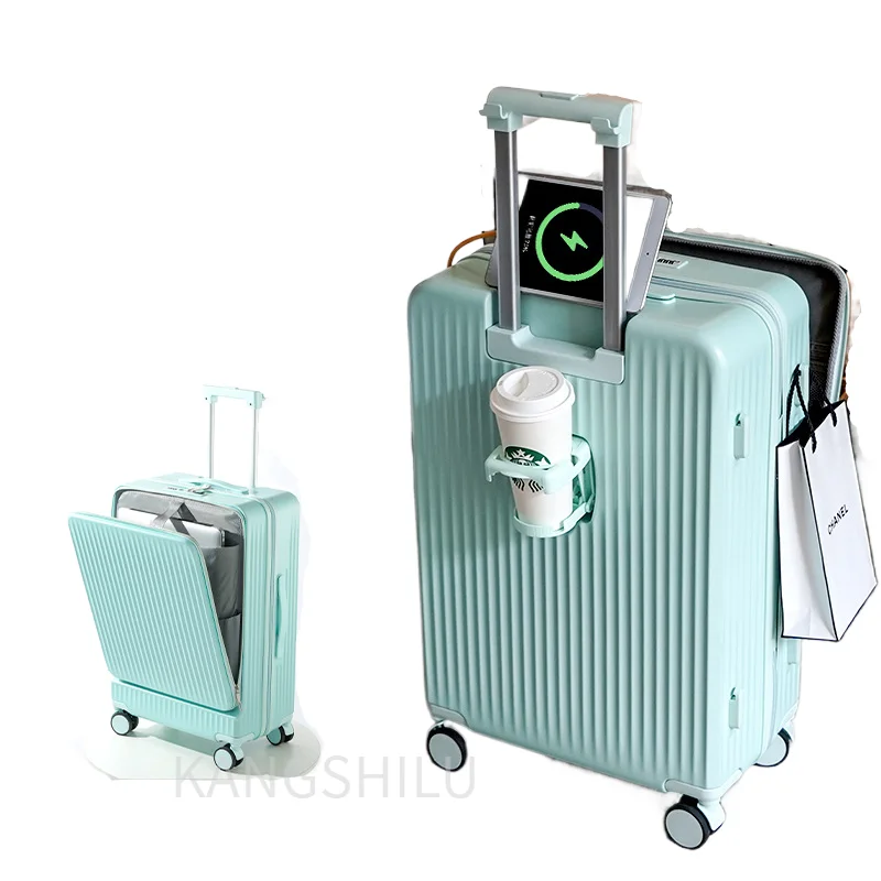Travel Suitcase With Wheels 18''20''22''24''26''-Inch Front Open Suitcase New Multi-Functional Password Suitcase Trolley Case
