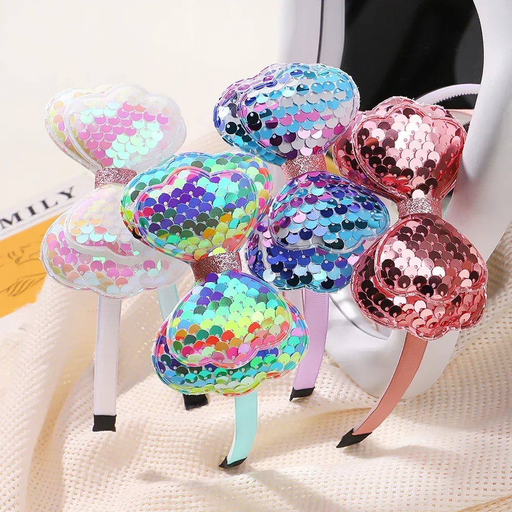 

1/2pcs Lovley Kids Hair Band Colorful Flower Shape Hair Hoop Dopamine Glitter Elastic Headband Boutique Children Hair Accessorie