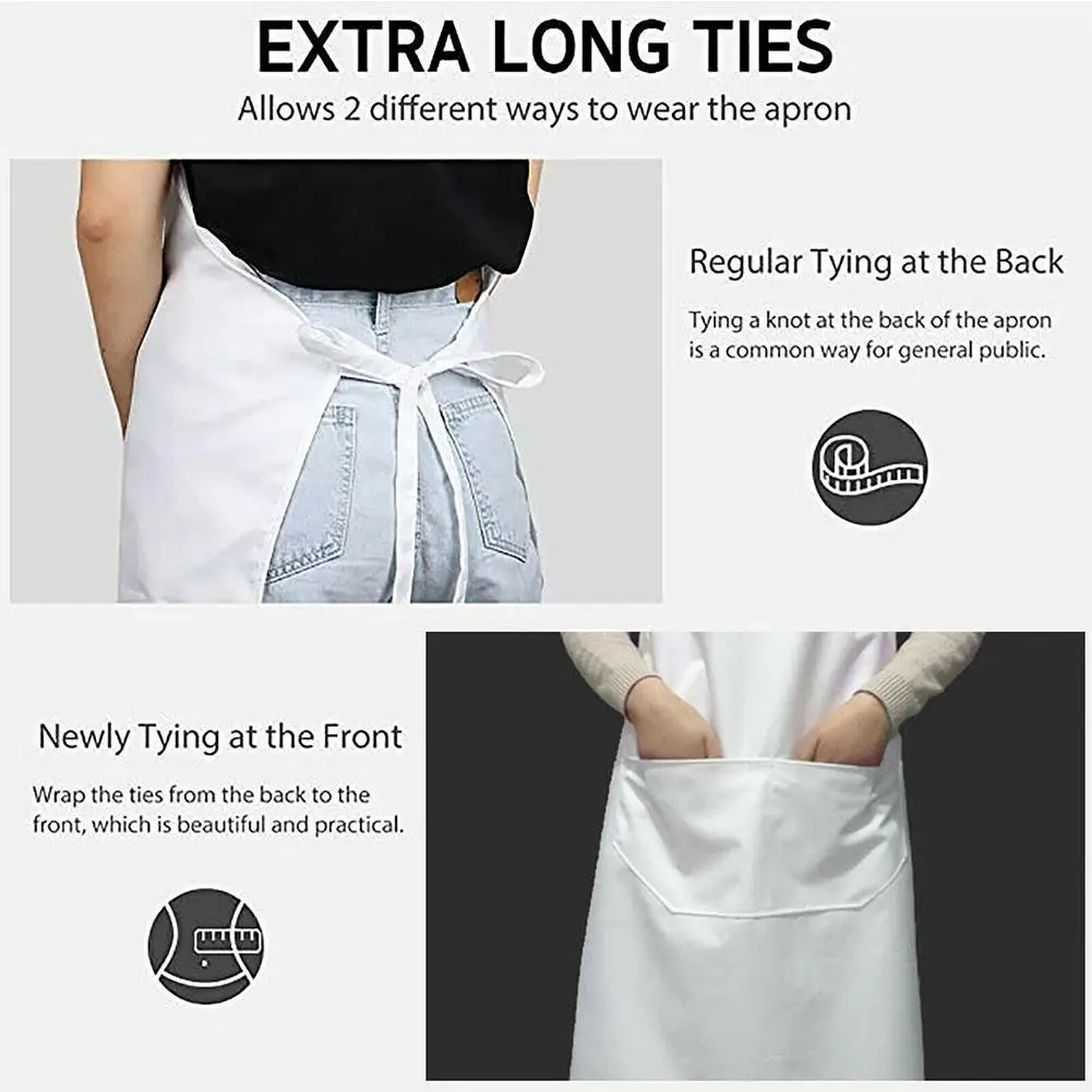 New Fashion Kitchen Aprons for Woman Men Chef Work Apron for Grill Restaurant Bar Shop Cafes White Waterproof Apron