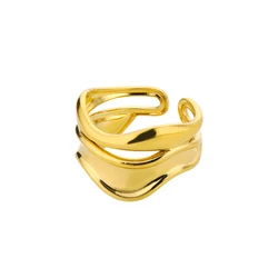 Gold Tone Luxury Classic Stainless Steel Women's Rings - Fade - Resistant Jewelry with Free Shipping (Diameter 17mm)