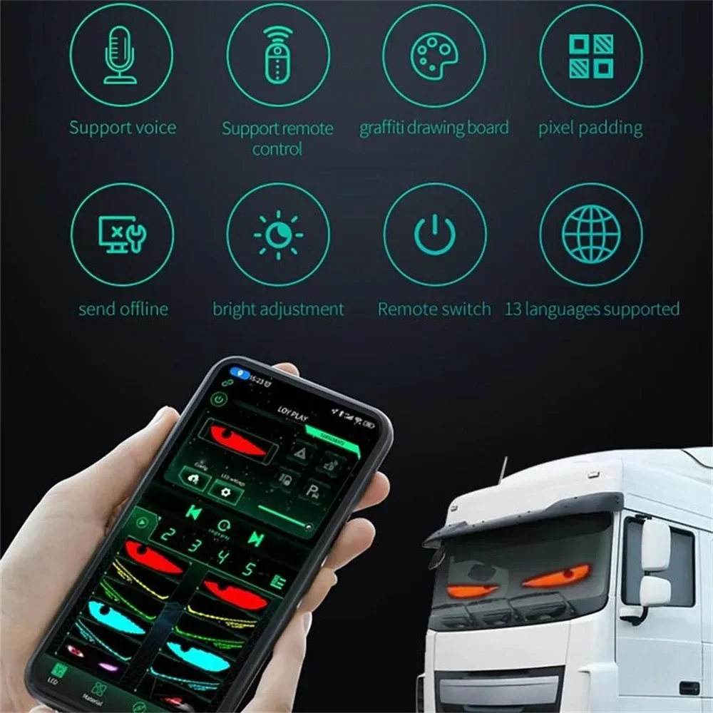 1-2 PCS Devil's Eye LED Animation Screen Light Car Windshield Screen USB Plug-in DIY App Control Flexible Scrolling Text Display,led panel,led display light,led signs