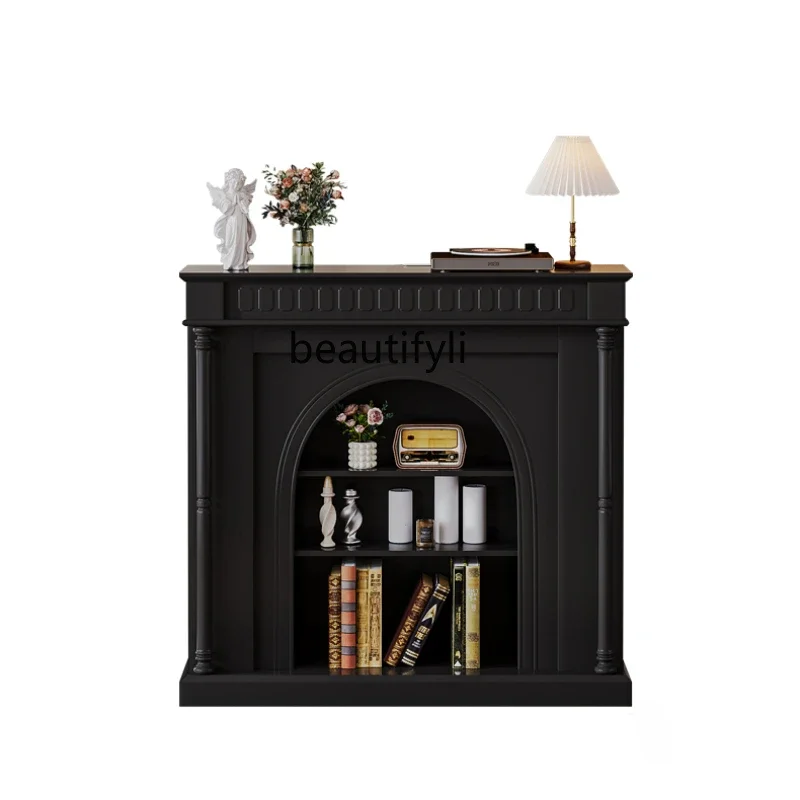 

French Fireplace Curio Cabinet Living Room American Entrance Cabinet Storage Rack Storage Cabinet