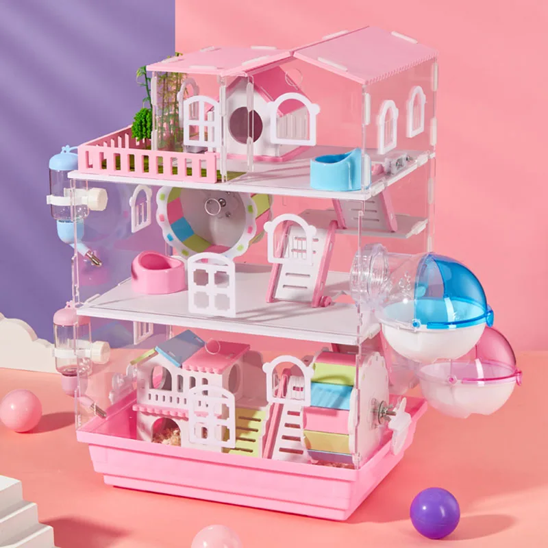 Hamster House Layers Acrylic Villa Guinea Pig Cage Small Pet for