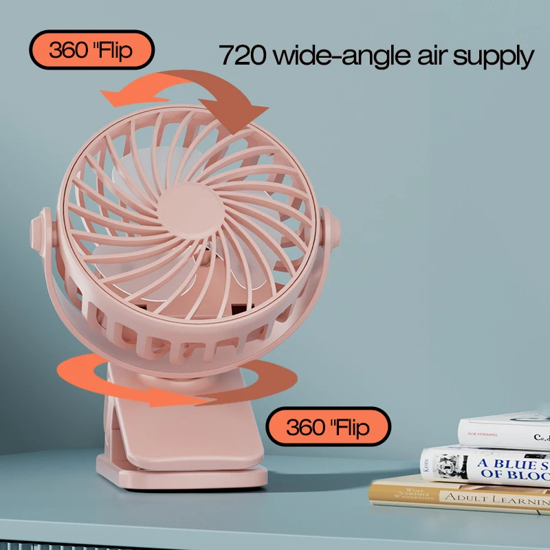 Ventilatore portatile ricaricabile con clip, sospensione girevole a 720° e luce notturna, ideale per il campeggio all'aperto._voghion.com
