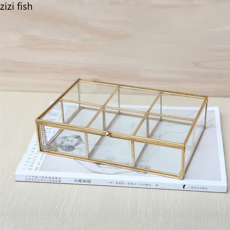 Transparent Glass Jewelry Box Rectangular Storage Boxes Jewelrys Display Box Multi-grid Jewelry Organizer Cosmetic Boxes Tray 4