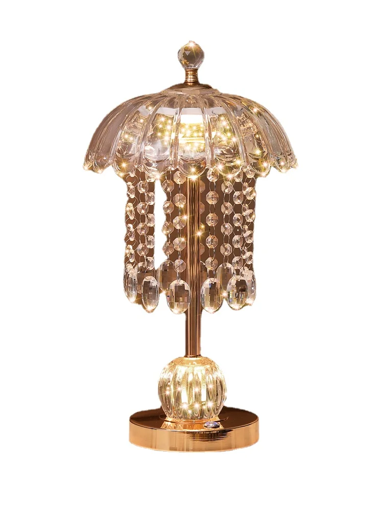 

YY Light Luxury Master Bedroom Bedside Table Crystal Lamp Three-Color Dimming