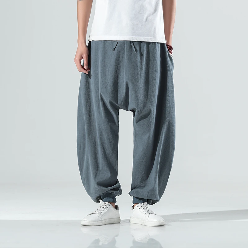 linen harem pants Spring 2022 New Chinese Style Casual Pants Men's Loose Foot Harem Pants Trend Cotton And Linen Pants Male Trousers M-5XL K79 aladdin pants