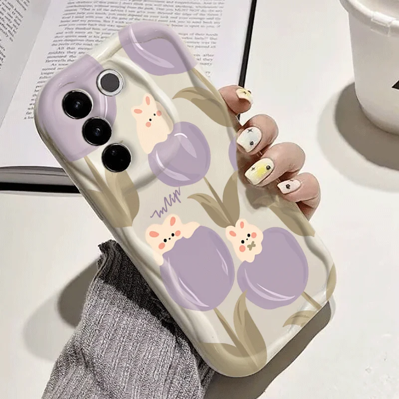 Purple Tulips and Rabbits Decorative Phone Case Cover