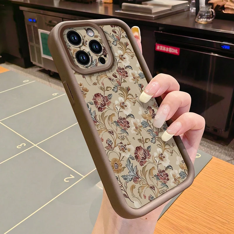 Vintage Floral Pattern Shockproof Candy Silicone Phone Case Cover