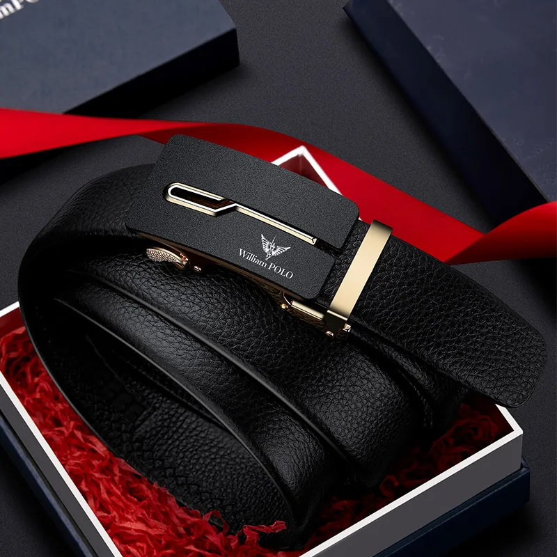 Men's Business Belt Fashion Genuine Leather Automatic Buckle Belt Personalized High end Belt - Image 5