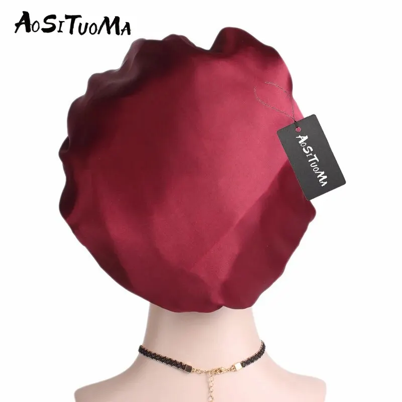 Night hair cap Silky Satin Hair Bonnet with Wide Elastic Band for Sleeping Showering and Styling Curly and Natural Hair