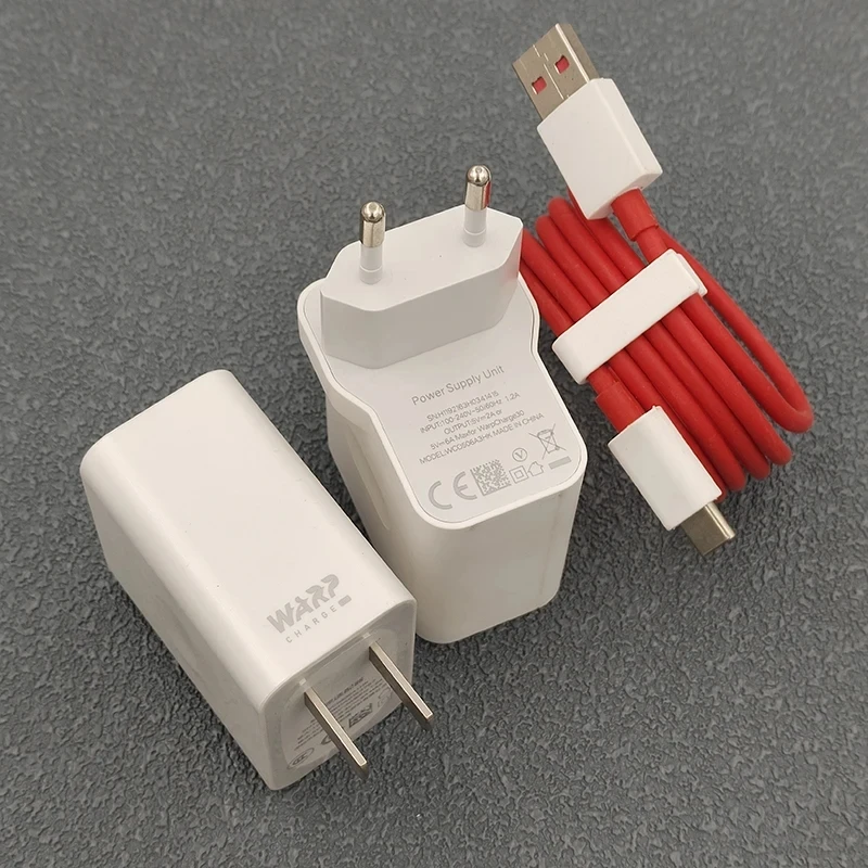 Per OnePlus 30W Caricatore EU/US Warp Adattatore di ricarica rapida 100CM Tipo C Cavo per One Plus 1+ 5 5T 6 6T 7 7T 8T 8 9 9R Pro Nord N100  202192403