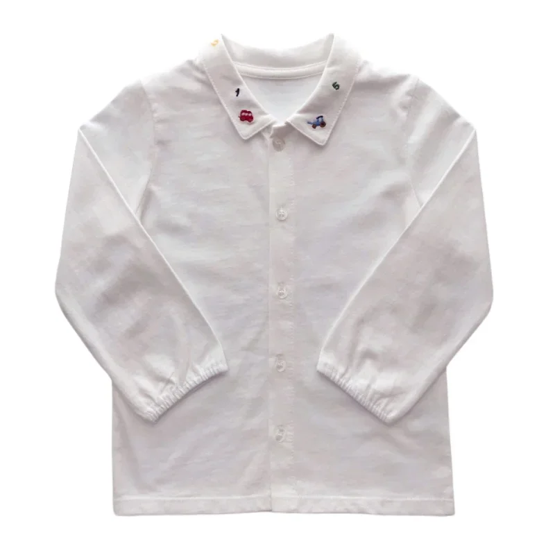 Boys Shirt Autumn New Family Digital Car Cotton Long Sleeve Small Lapel Top