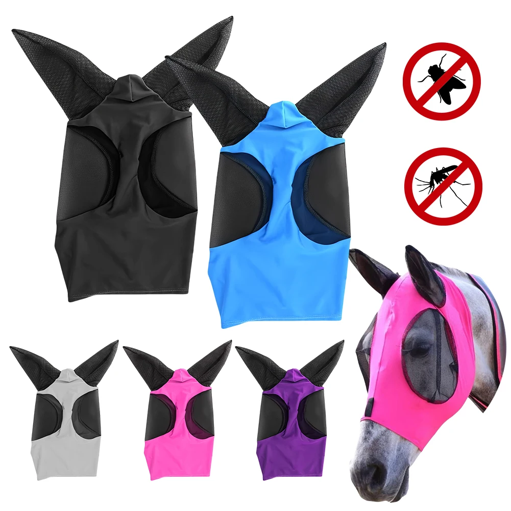 Horse Mask Anti Fly Knitted Mesh Breathable For Horse Riding horse mask