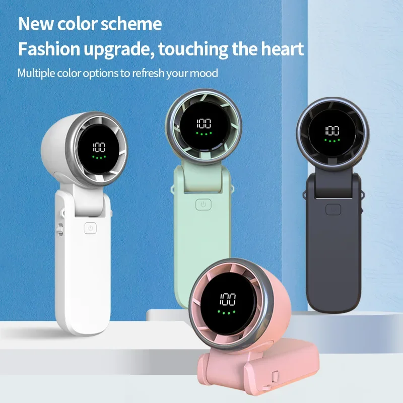 2025 New Hanging Neck Outdoor 180 Degree Folding Desktop Mini Fan Hand-held Folding High-speed Powerful Turbo Fan 2