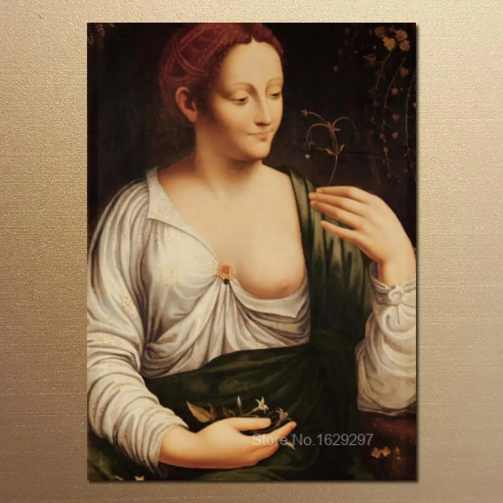 Classic Figure Oil Painting For Dining Room Columbine Leonardo Da Vinci High Quality Hand Painted Unframed Canvas Home Decor | Дом и сад