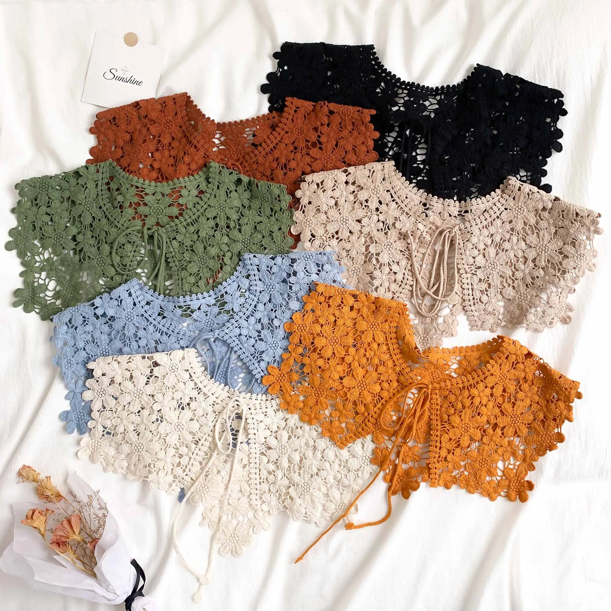 Four seasons Lace Knitted Crochet Hollow Fake Collar Women Small Shawl Decorative Women Clothes Accessories Detachable Collar