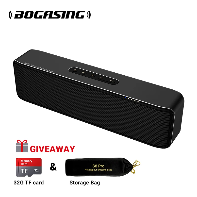 

BOGASING S8 Pro Bluetooth Speaker Dual Speaker Stereo with Hi-Res Outdoor Portable Subwoofer Wireless Bluetooth 5.0 Speaker