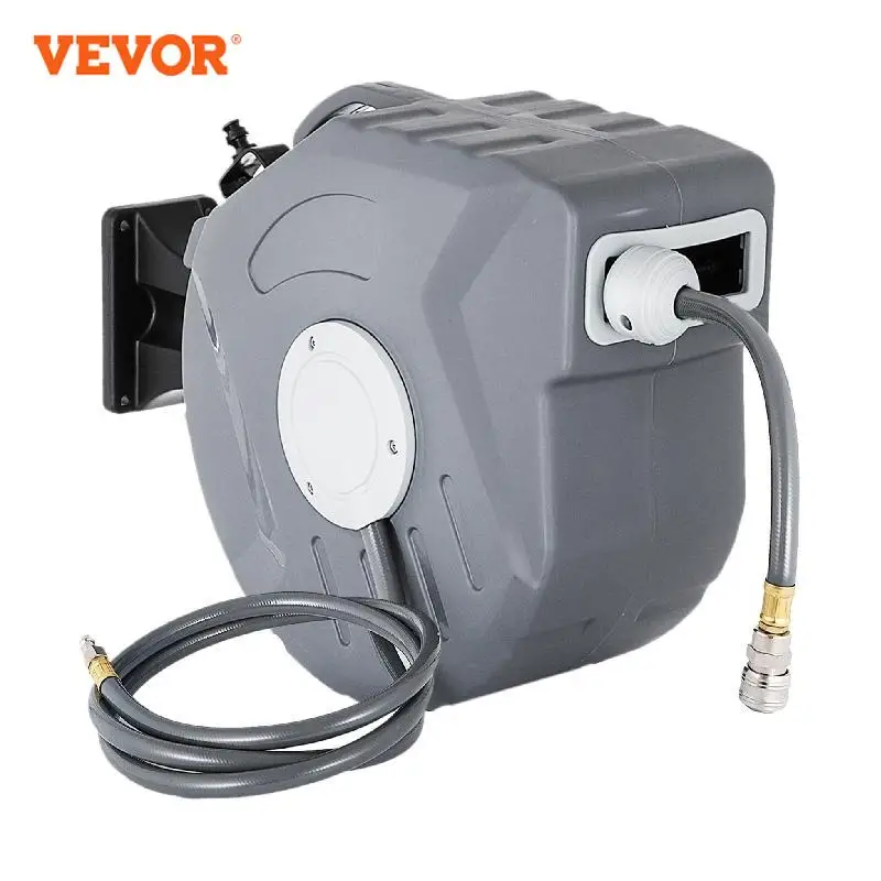 VEVOR Avvolgitubo Aria Compressa Retrattile – 20 M X 9,5 Mm In PVC, 300 PSI, Riavvolgimento Automatico, Staffa Girevole 180° Per Garage E Officina