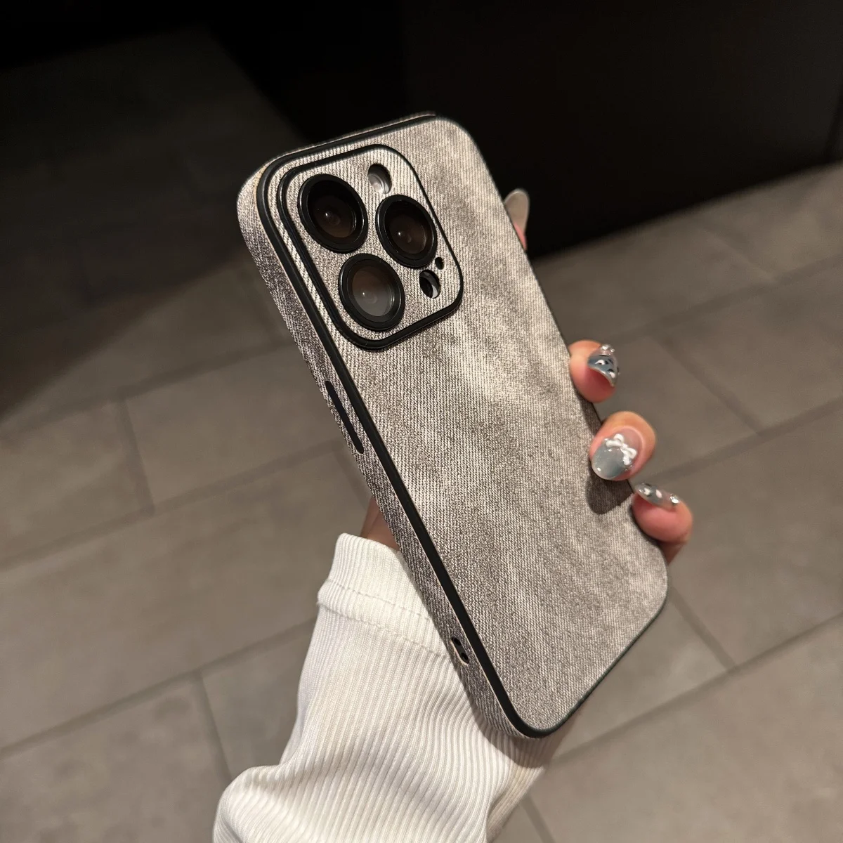 Luxury Vintage Washed Cowboy Fabric Phone Case with Camera Lens Protection and Shockproof Design