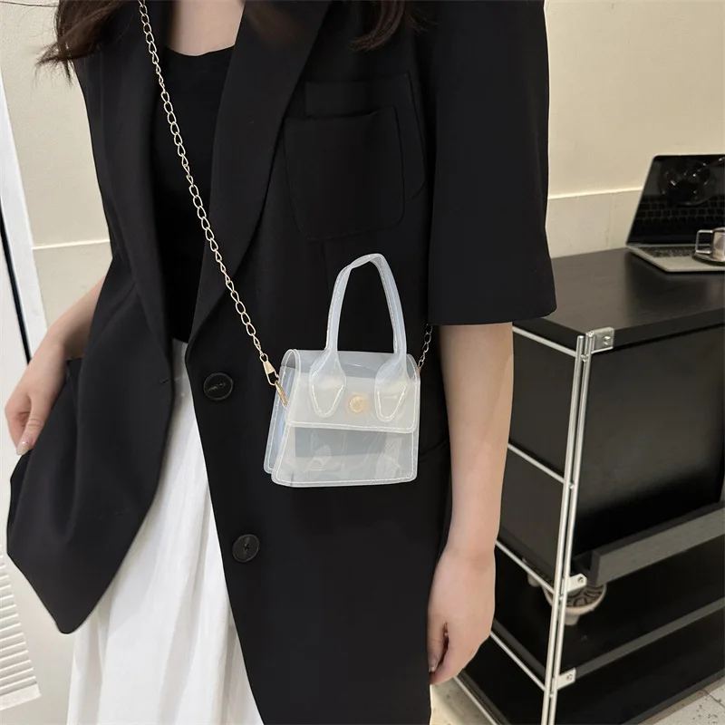Striped Print Transparent Clear PVC Jelly Shoulder Bag Women Girl Purse  Handbag Set Long Chain Mini Crossbody Messenger Bags - AliExpress