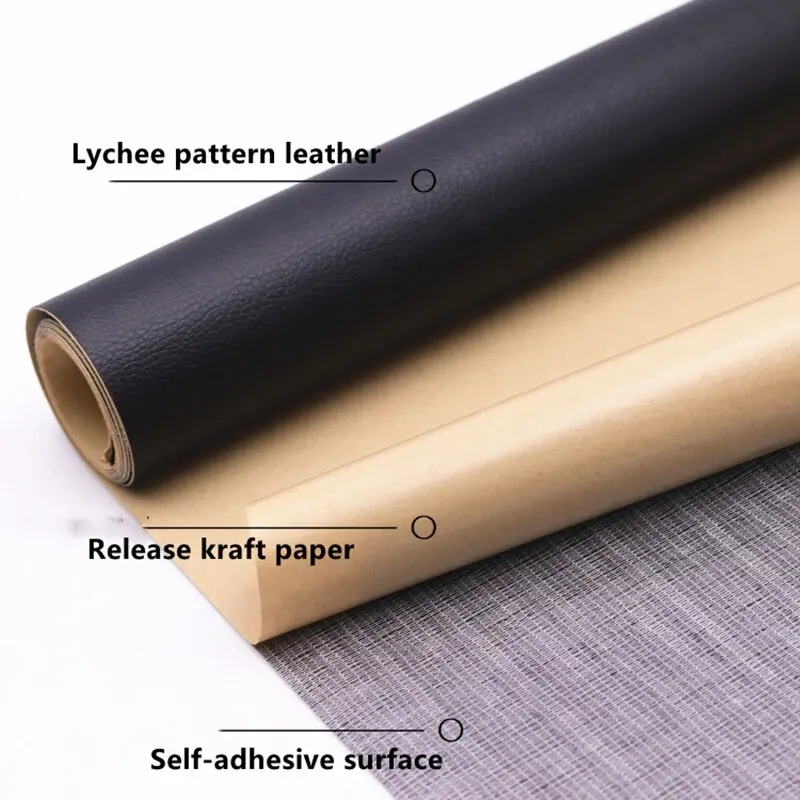 Large Self-Adhesive Leather Repair Patch Kit for Furniture and Car Seats, Faux Leather Fabric Tape