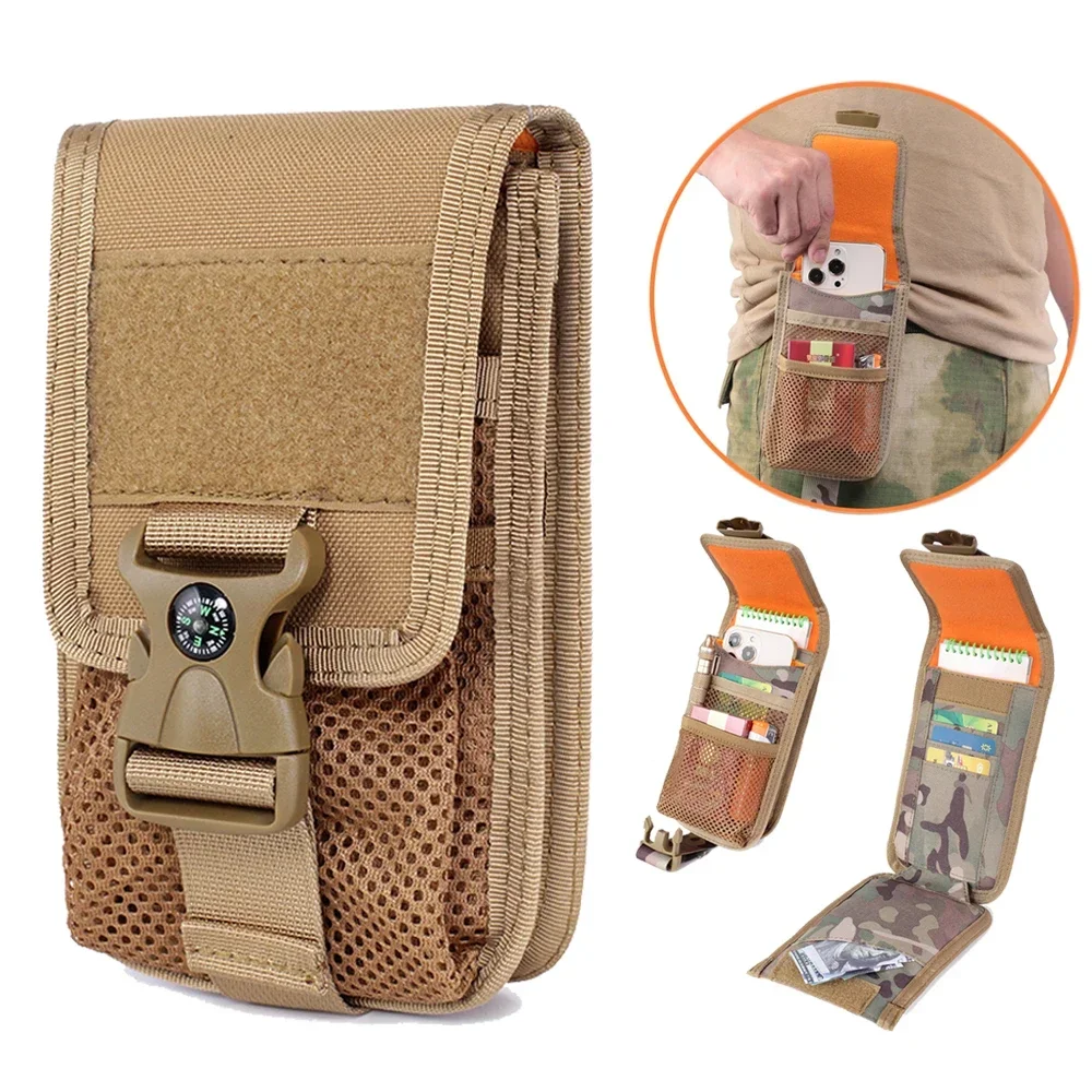 Tactical Double-layer Molle Phone Pouch Card Holder Wallet Outdoor Military Camping Hunting Accessories EDC Tool Waist Pack Bag