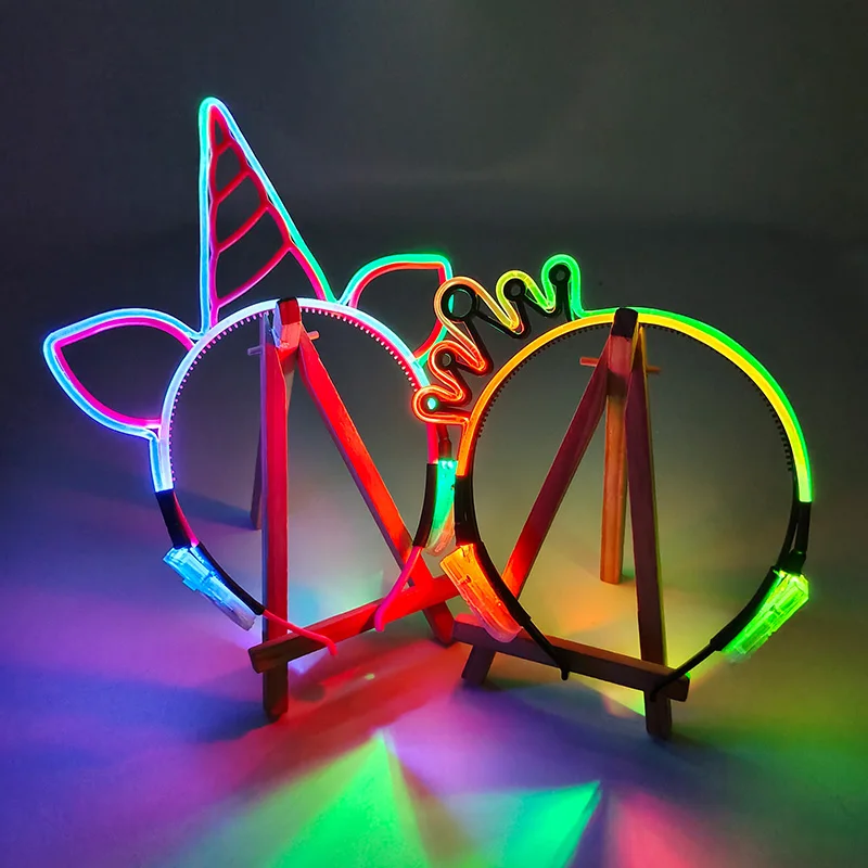 Luminous Cat Ears Hair Band Cosplay Props Neon Party Decoration Kids Gift Children Glowing LED Headband For Christmas New Year hair headband