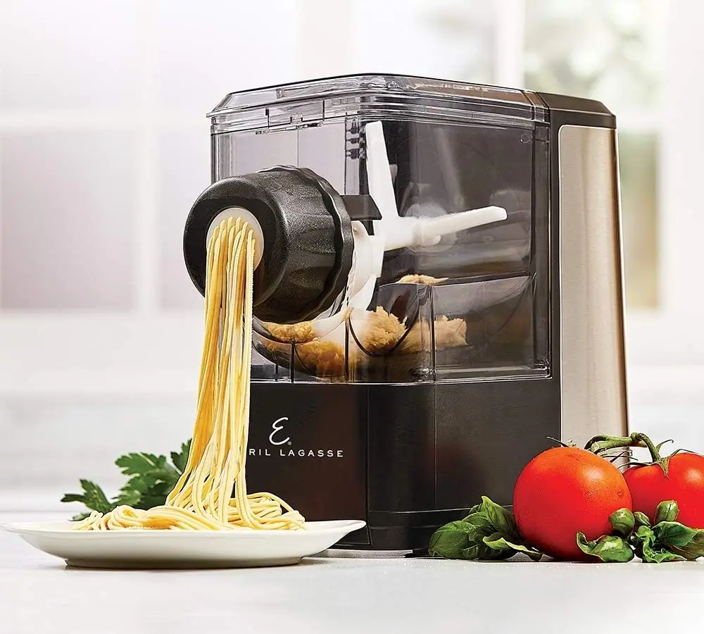 LAGASSE Pasta & Beyond, Automatic Pasta and Noodle Maker with Slow Juicer-8 Shaping Discs Black