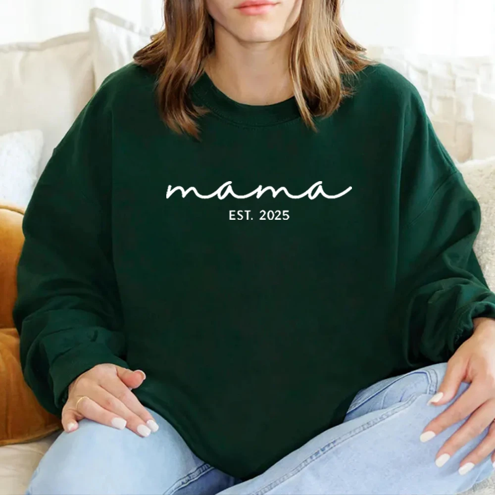 Mama Est. 2025 Sweatshirt Sweatshirts for Expecting Mothers 2024 Cute New Mother Gift Idea Pregnancy Announcement Women Clothes 4