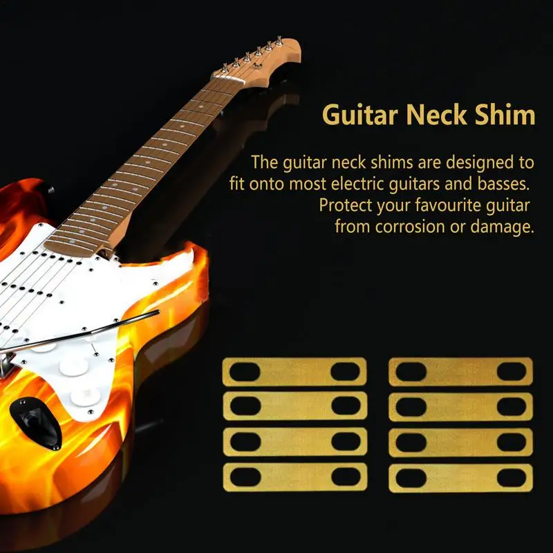 8pcs/10pcs Guitar Neck Shims Electric Guitar Reinforcement Plates 0.2mm 0.5mm 1mm Thickness Brass Shims For Guitar And Bass Bolt