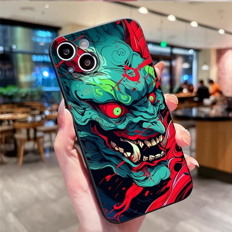Ghost Face Samurai Shockproof Silicone Phone Case - Japan-Inspired Design
