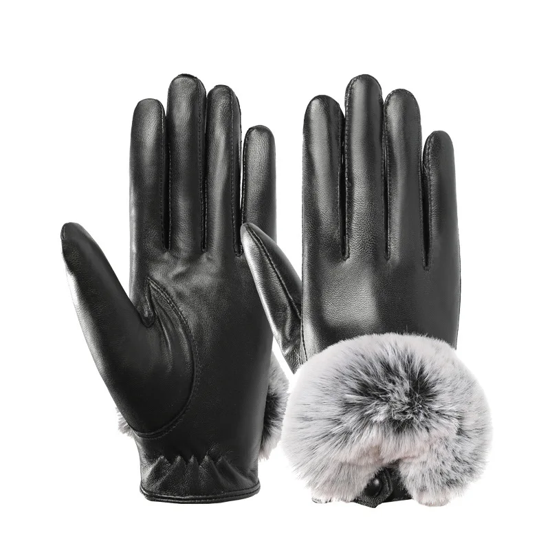 

2022 новые модные плотные женские зимние перчатки из натуральной прочной овечьей шкуры женские перчатки для украшения мячей из кроличьего меха