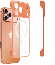 Sleek Magnetic Transparent Matte Phone Case with Anti - Collision Frameless Design - iPhone 17 (Orange)