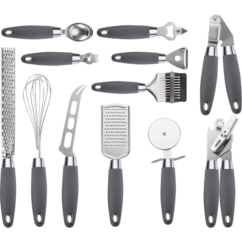 Kitchen Accessories Silicone Handel Stainless Steel Kitchenware Set Utensils Resistant Cutting Opener Slicer
