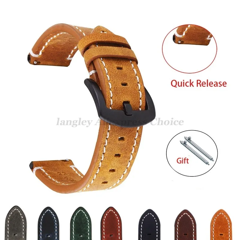 Vintage Genuine Leather Watch Band Strap - Premium Cowhide Watch Accessory Belt