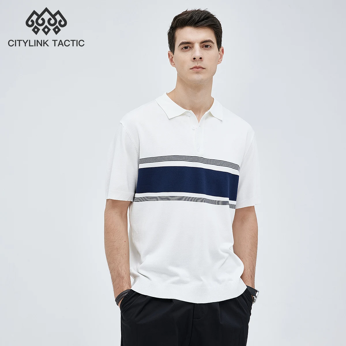 

CKNE Loose Casual Summer Short Sleeved Knitted Polo Shirt