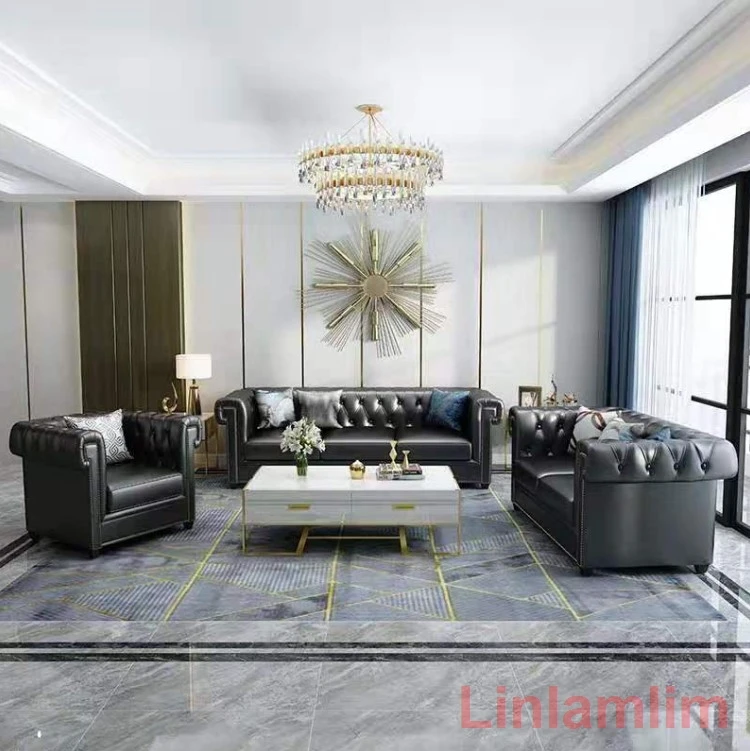 MANBAS Chesterfield Sofa: Premium Genuine Leather 3-Seater Sectional Couch in American Style 1 Scd5c91de2ec94403aba630821a7b19dft MANBAS Chesterfield Sofa: Premium Genuine Leather 3-Seater Sectional Couch in American Style