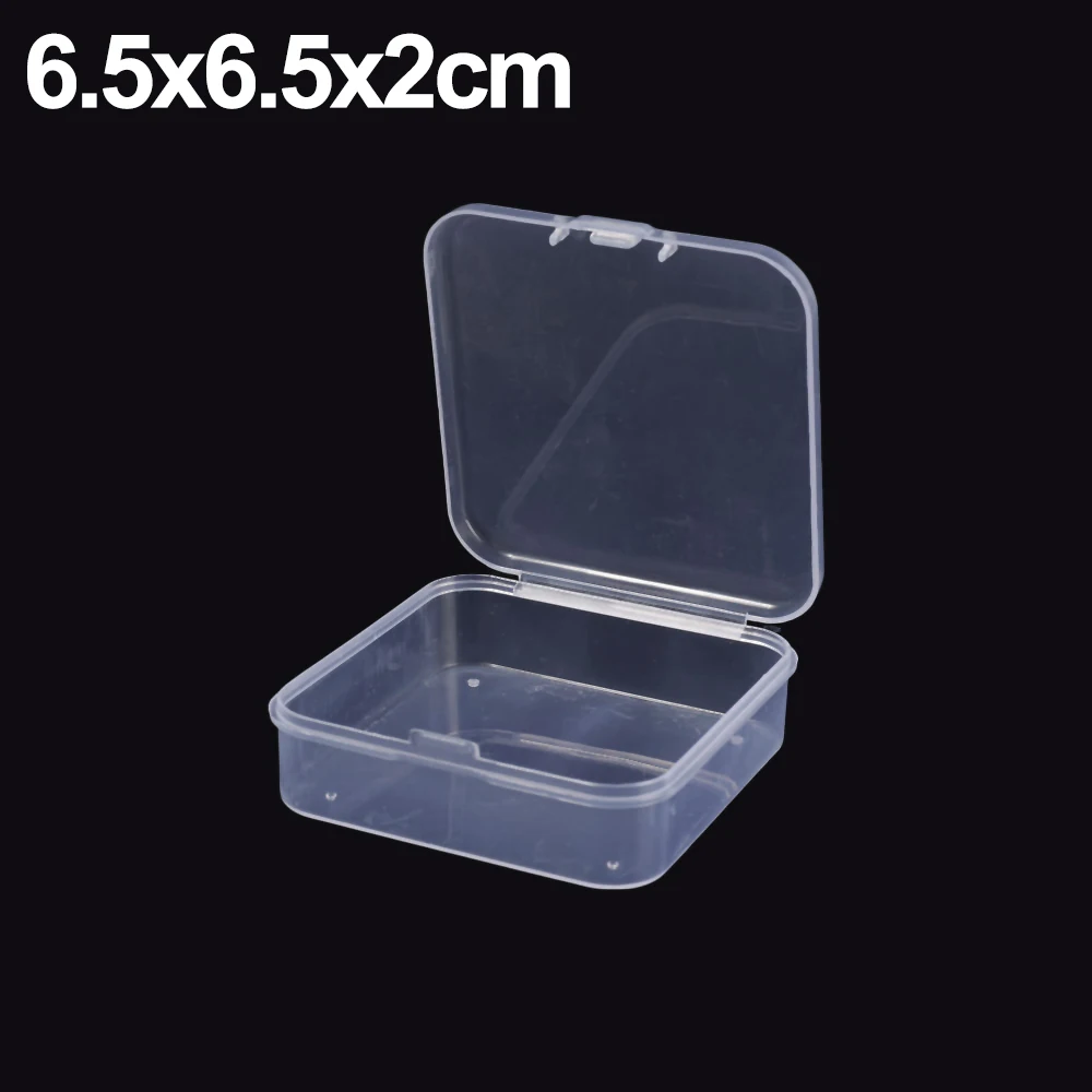 20/1x Plastic Containers Clear Box With Hinged Lid For Small Items Crafts Jewelry Tabletop Storage Accessories_voghion.com