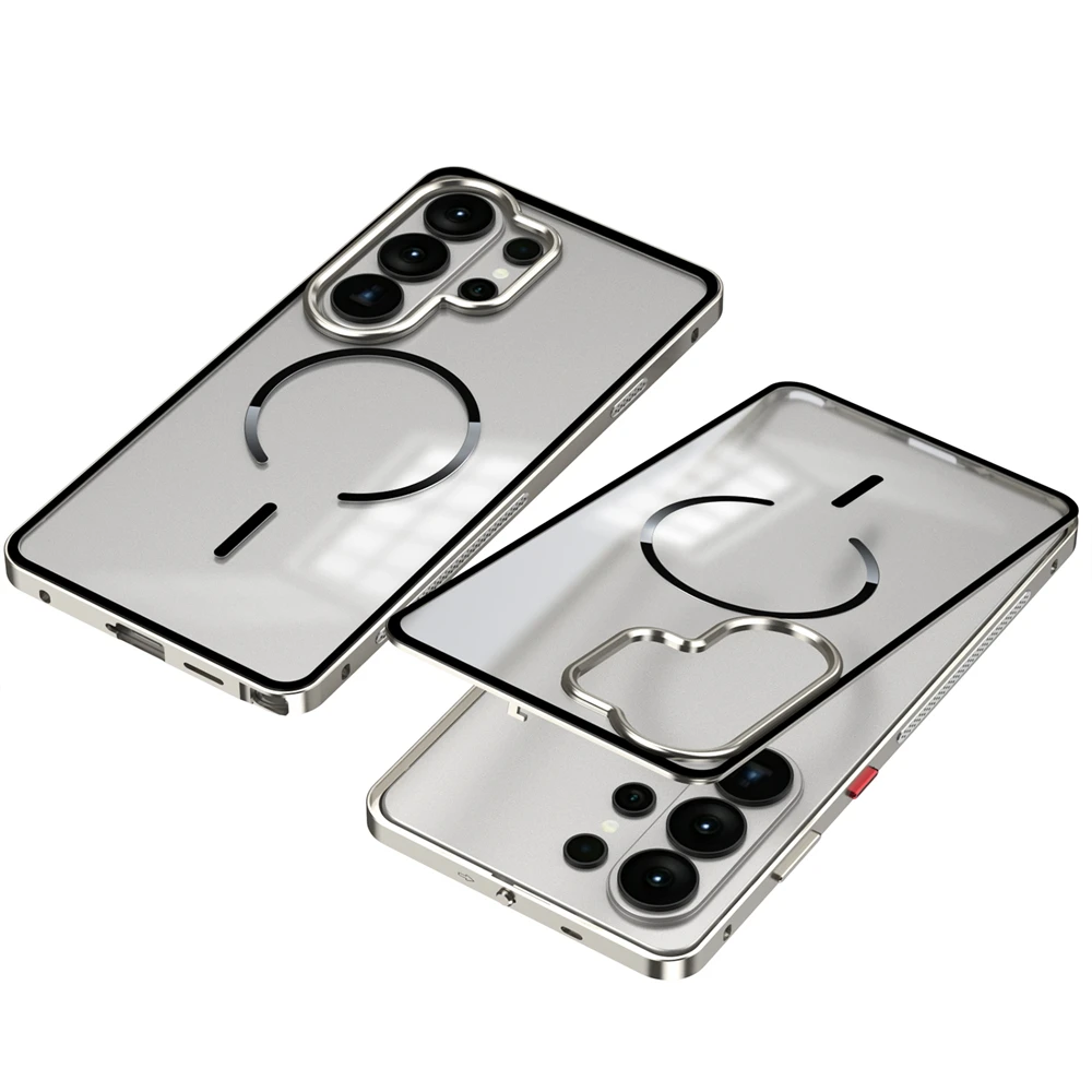 Frosted Matte Case with Removable Metal Frame and Magsafe Buckle - Premium Aluminum Alloy Design