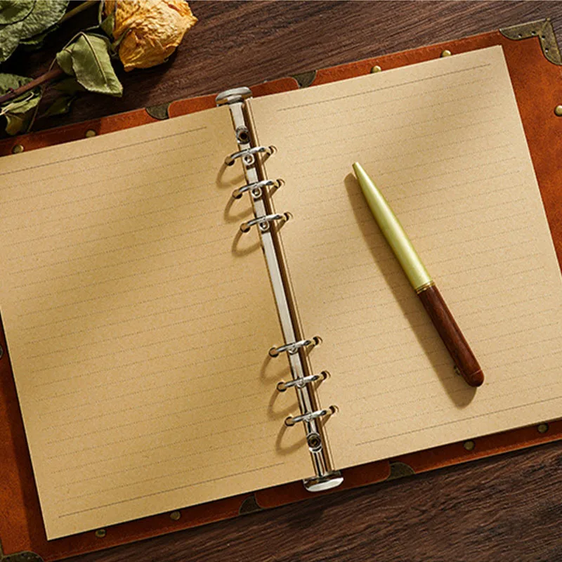 Refillable Leather Journal with Retro Tree & Sun Design - Witchy Notebook
