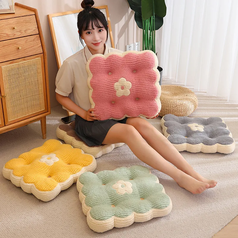 INS Creative Flower Biscuit Shape Floor Mat Fluffly Stuffed Food Cookie Throw Pillow Sofa Chair Comfortable Cushion Home Decor ginger biscuit cologne 2023