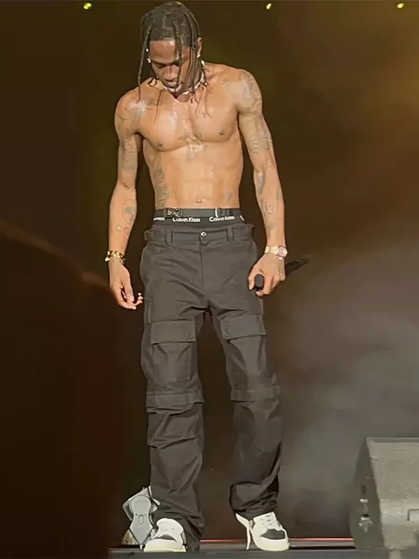 Paris Style Travis Scott Music Festival Style Tuta Multitasche In Cotone Pantaloni Autunnali Da Uomo