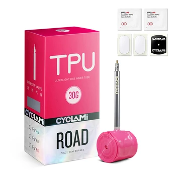 CYCLAMI Camera d'aria per bici super leggera Materiale TPU 30g Interno per bicicletta da strada 45 65 85 mm Lunghezza Valvola francese