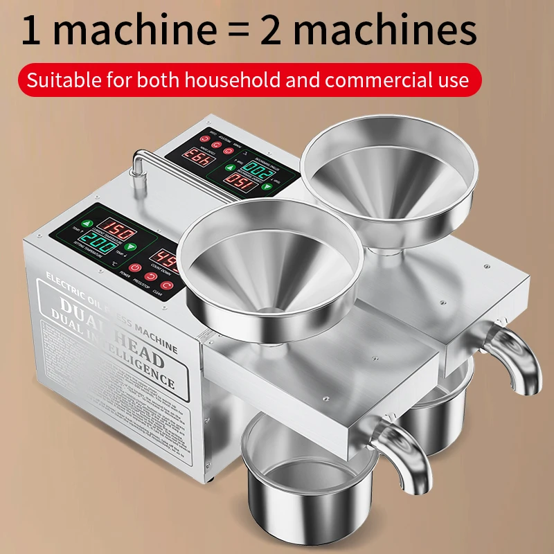 SUNZ Double head adjustable temperature oil press machine Automatic Oil Extraction Peanut Extractor Expeller oil press machine