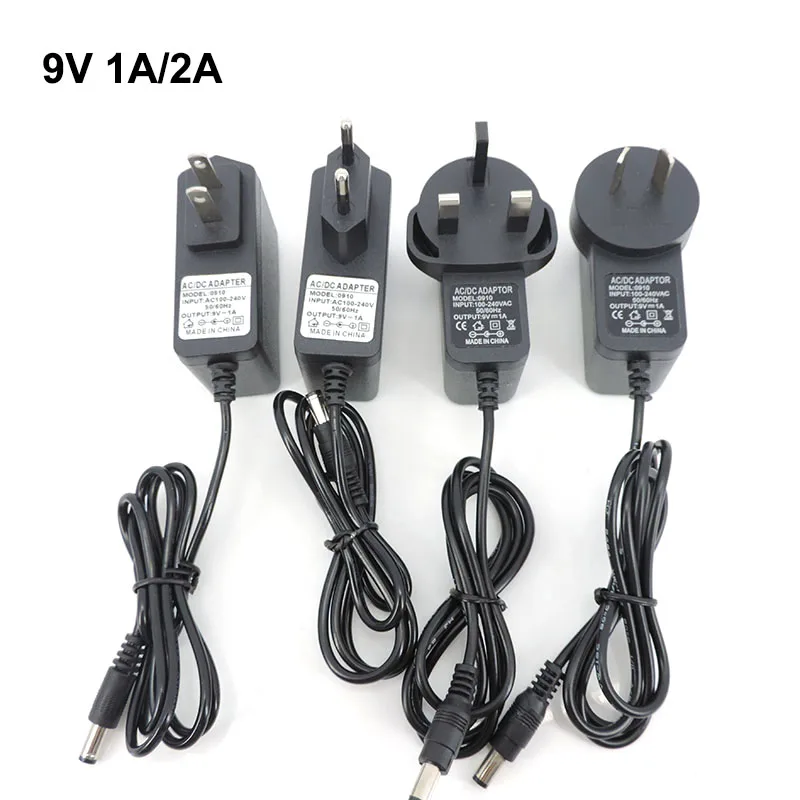 

110V 240V AC to DC adaptor EU US UK AU plug 9V 1A 2A 2000MA 1000ma 5.5mmx2.5mm power Supply Charger Adapter for TV Box router t