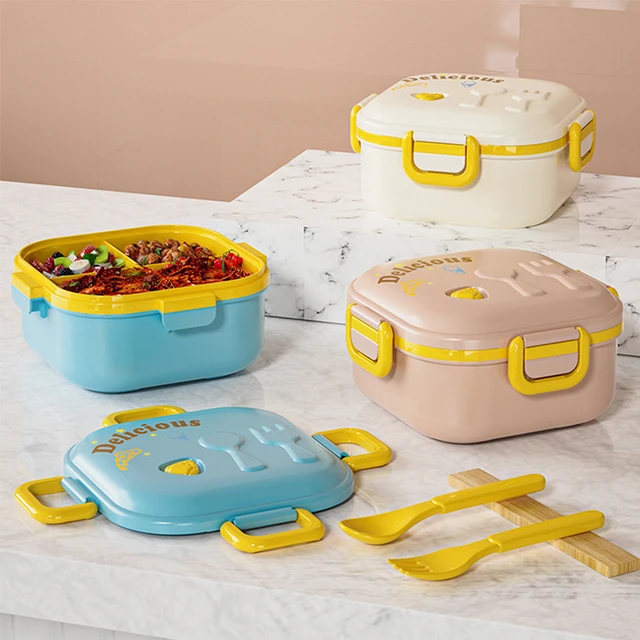 Lunch Box Handle Microwave Safe Double Layer Food Grade PP Bento Food  Container